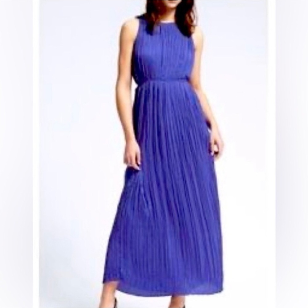 Banana republic pleated maxi dress blue S